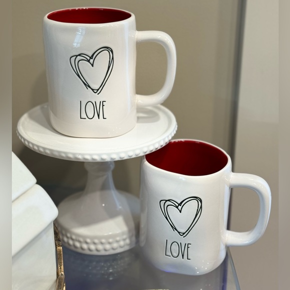 Rae Dunn Other - NEW Rae Dunn Love with Scribble Black Heart Set of Two Mugs Valentines
